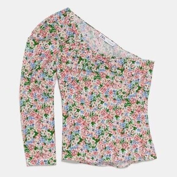 🦋 BLOGGERS FAVORITE 🦋 ZARA ASYMMETRICAL PRINTED TOP SIZE M - Picture 15 of 16